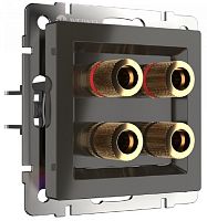 Розетка аудио без рамки Werkel 2-м. серо-коричневый глянцевый картинка